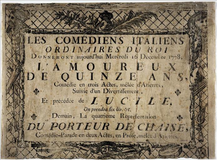 Les Comédiens Italiens / Ordinaires du Roi / L'Amoureux / De Quinze Ans / Lucile / Du Porteur de Chaise_0