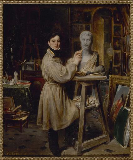 Jean-Pierre Dantan (1800-1869), dans son atelier, modelant le buste de Lépaulle._0