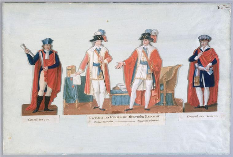 Conseil des 500. (titre inscrit) ; Costumes des Membres du Directoire Exécutif. (titre inscrit) ; Conseil des Anciens. (titre inscrit)_0