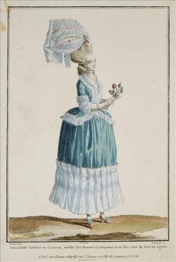 Galerie des Modes, 1778, planche K 59 : Demoiselle en caraco_0