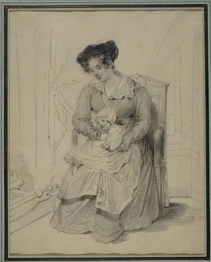 Adèle Hugo tenant Charles sur ses genoux_0