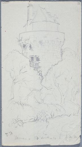 Carnet de voyage 22 juillet - 29 août 1834 : dessus de porte (folio.16 avec page vis à vis) ; Vannes (folio.23) ; Evêché de Beauvais, 28 août 1834, folio 60 (verso) et 61 (recto)_1