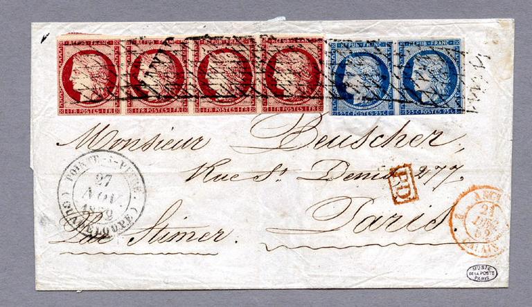 Lettre des colonies françaises ; Affranchissement avec des timbres-poste de France_0
