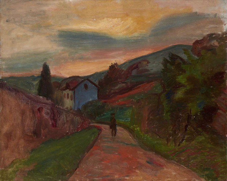 Promenade du soir (Avenue d'Haussez, Voiron.), Lucien Mainssieux, ca 1910