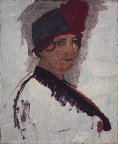 Italienne au chapeau à plumes, Lucien Mainssieux, 1912