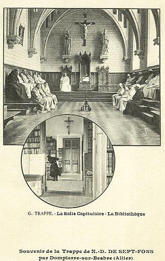 DOMPIERRE-SUR-BESBRE (ALLIER) - SOUVENIRS DE LA TRAPPE DE N.-D. DE SEPT-FONS - LA SALLE CAPITULAIRE - LA BIBLIOTHEQUE_0