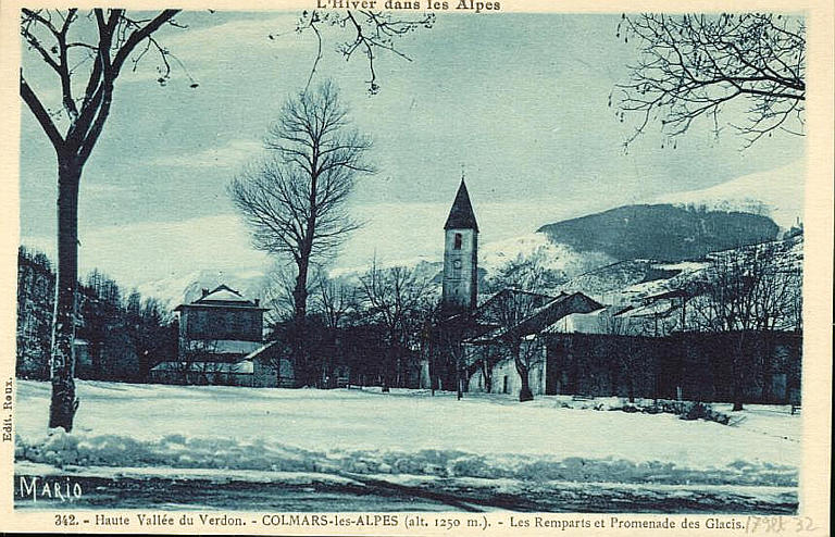 L'HIVER DANS LES ALPES - 342 - HAUTE VALLEE DU VERDON - COLMARS-LES-ALPES (ALP. 1250 M.) - LES REMPARTS ET PROMENADE DES GLACIS_0