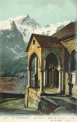 543 LE DAUPHINE - LA GRAVE - EGLISE DES TERRASSES - VUE SUR LA MEIGE_0