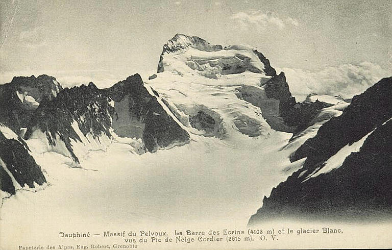 DAUPHINE - MASSIF DU PELVOUX. LA BARRE DES ECRINS (4103 M) ET LE GLACIER BLANC VUS DU PIC DE NEIGE CORDIER (3615 M)_0