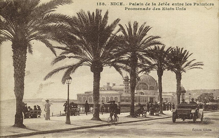 158 NICE - PALAIS DE LA JETEE ENTRE LES PALMIERS - PROMENADE DES ETATS-UNIS_0