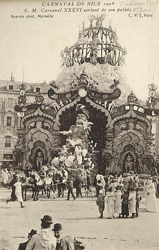 CARNAVAL DE NICE 1908 - S.M. CARNAVAL XXXVI SORTANT DE SON PALAIS_0
