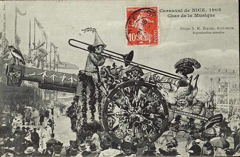 CARNAVAL DE NICE 1908 - CHAR DE LA MUSIQUE_0