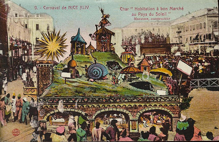 9. CARNAVAL DE NICE XLIV / CHAR 'HABITATION A BON MARCHE / AU PAYS DU SOLEIL' / MURATOR, CONSTRUCTEUR_0