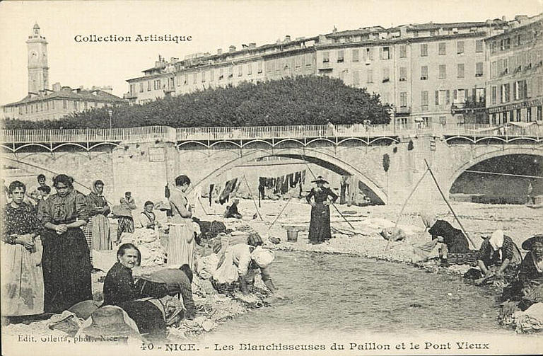 COLLECTION ARTISTIQUE / 40. NICE - LES BLANCHISSEUSES DU PAILLON ET LE VIEUX PONT_0