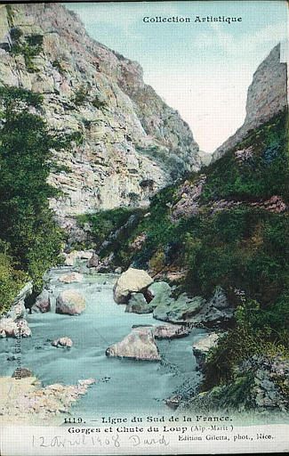 COLLECTION ARTISTIQUE / 1119. LIGNE DU SUD DE LA FRANCE / GORGES ET CHUTE DU LOUP (ALPES-MARITIMES)_0