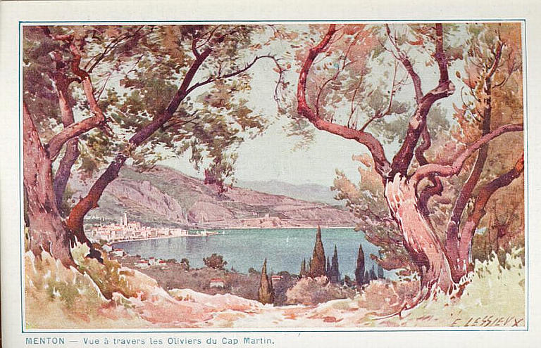 MENTON - VUE A TRAVERS LES OLIVIERS DU CAP MARTIN_0