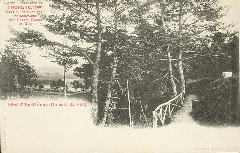 THORENC. 1200 M. / STATION DE CURE D'AIR / DE MONTAGNE / PRES GRASSE, CANNES ET NICE / HOTEL CLIMATERIQUE (UN COIN DU PARC)_0