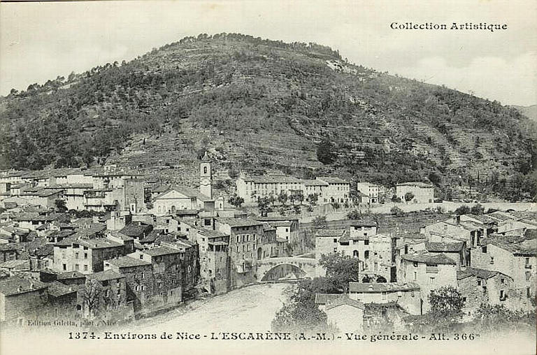 COLLECTION ARTISTIQUE / 1374 ENVIRONS DE NICE - L'ESCARENE (A.-M.) - VUE GENERALE - ALT. 366 m._0