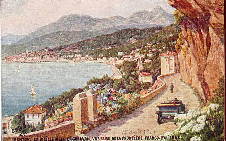 MENTON - LA VIEILLE VILLE ET GARAVAN - VUE PRISE DE LA FRONTIERE FRANCO-ITALIENNE_0