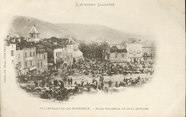 L'AVEYRON ILLLUSTRE - VILLEFRANCHE-DE-ROUERGUE - PLACE NATIONALE UN JOUR DE FOIRE_0