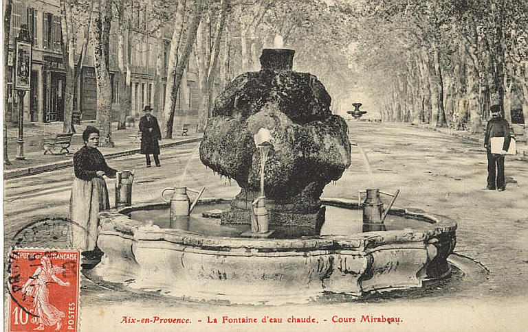 Aix-en-Provence. - La Fontaine d'eau chaude. - Cours Mirabeau (caractères rouges)_0