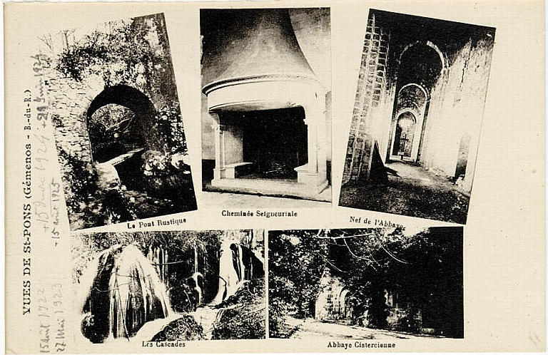 VUES DE ST PONS (Gémenos B. - du - R.) / Le pont rustique, cheminée seigneuriale, Nef de l'Abbaye, Les Cascades, Abbaye Cistercienne_0