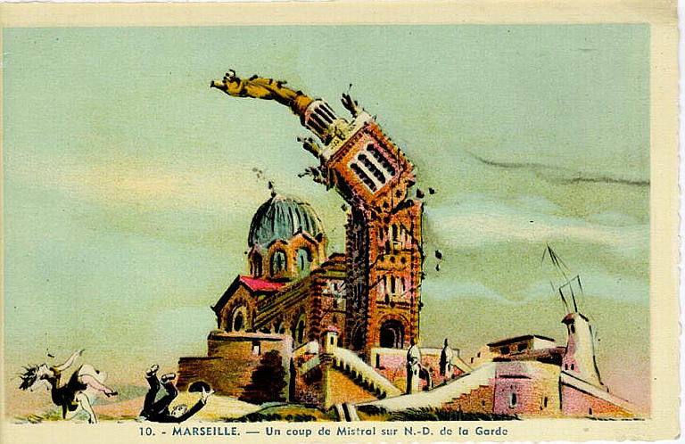 10. - MARSEILLE - Un coup de mistral sur N.-D. de la Garde_0
