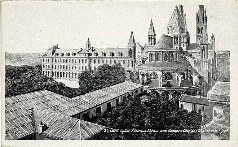 24 CAEN - EGLISE ST ETIENNE - ABBAYE AUX HOMMES - COTE DE L'ABSIDE ET LE LYCEE_0