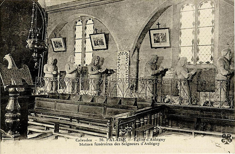 CALVADOS - 20 FALAISE - EGLISE D'AUBIGNY - STATUES FUNERAIRES DES SEIGNEURS D'AUBIGNY_0