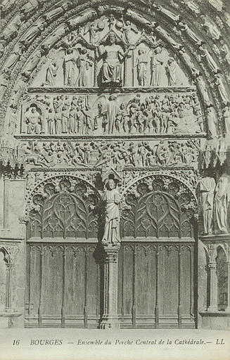 16 BOURGES - ENSEMBLE DU PORCHE CENTRAL DE LA CATHEDRALE_0