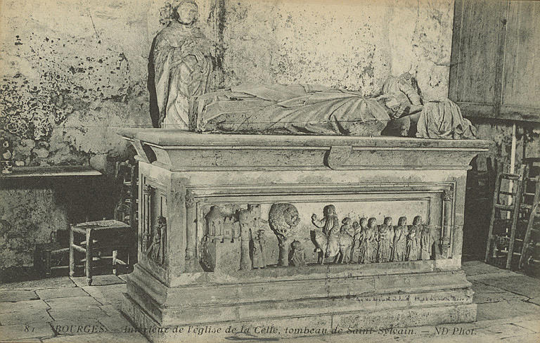 81 BOURGES - INTERIEUR DE L'EGLISE DE LA CELLE, TOMBEAU SAINT-SYLVAIN_0