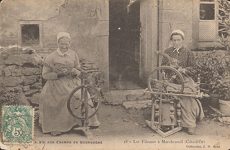 LA VIE AUX CHAMPS  EN BOURGOGNE - 18 - LES FILEUSES A MARCHESEUIL (COTE-D'OR)_0