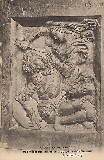 SAMSON ET DALILA. BAS-RELIEF AUX STALLES DE L'ABBAYE DE MONTBENOIT_0