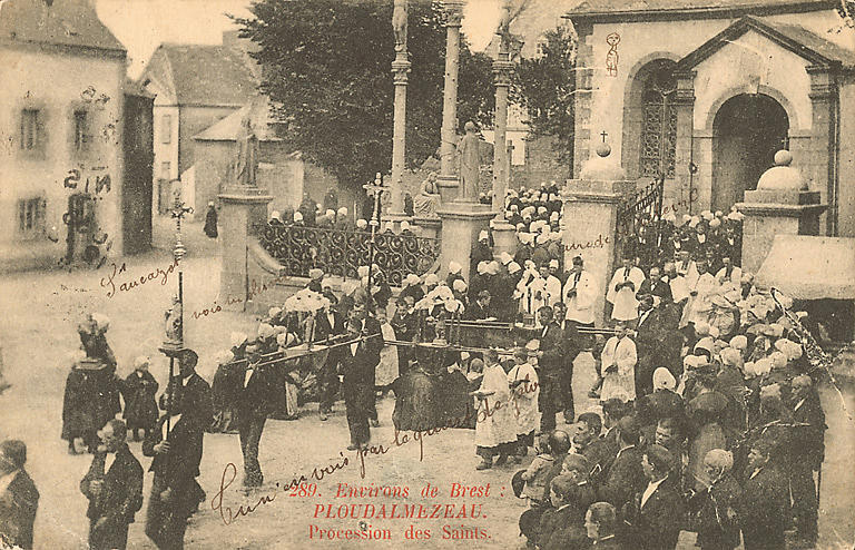 289 ENVIRONS DE BREST : PLOUDALMEZEAU. PROCESSION DES SAINTS_0