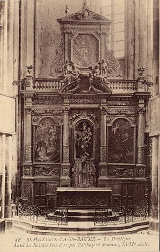 Saint-Maximin la Sainte-Baume : La Basilique - Autel du Rosaire bois dor, par Balthazard Maunier, 17e siècle_0