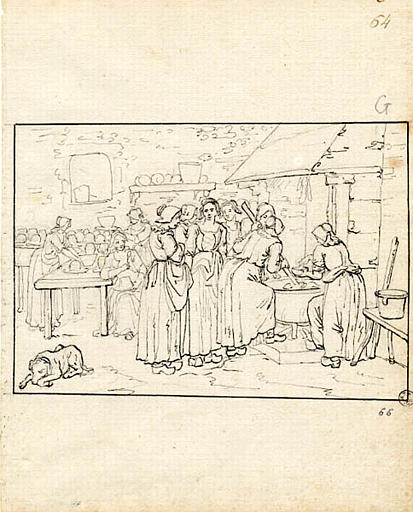 bretonnes préparant le dîner (titre inscrit), Olivier Perrin, 1810 vers