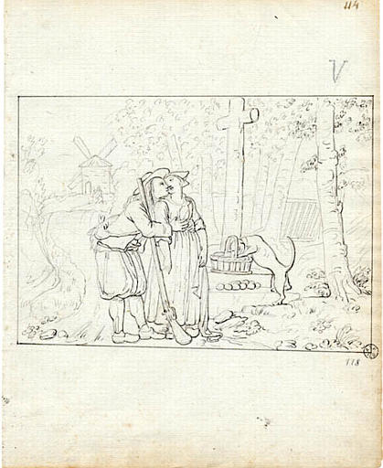 Les fiancés au pied du calvaire (titre inscrit), Olivier Perrin, 1810 vers