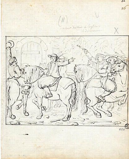 Avant d'aller à l'église ; le discoureur (titre inscrit), Olivier Perrin, 1810 vers