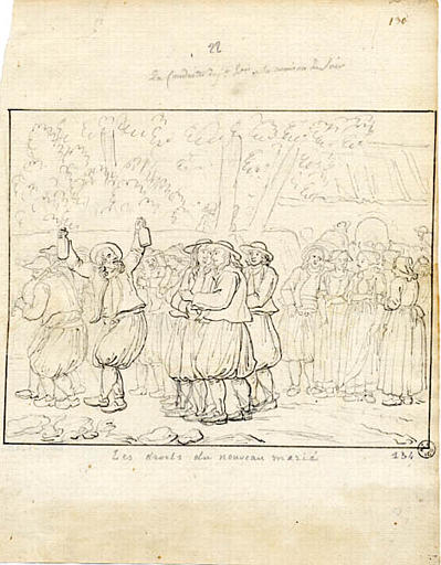 Les droits du nouveau marié ; la conduite du jeune homme à la maison le soir (titre inscrit)_0