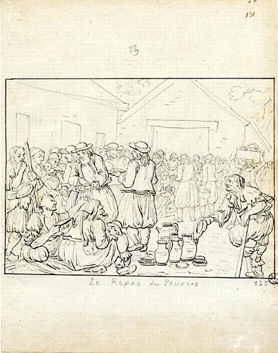 Le repas des pauvres (titre inscrit), Olivier Perrin, 1810 vers