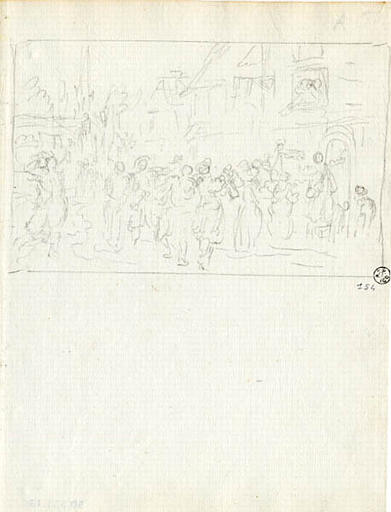 Scène dans un bourg du Finistère (titre factice), Olivier Perrin, 1810 vers