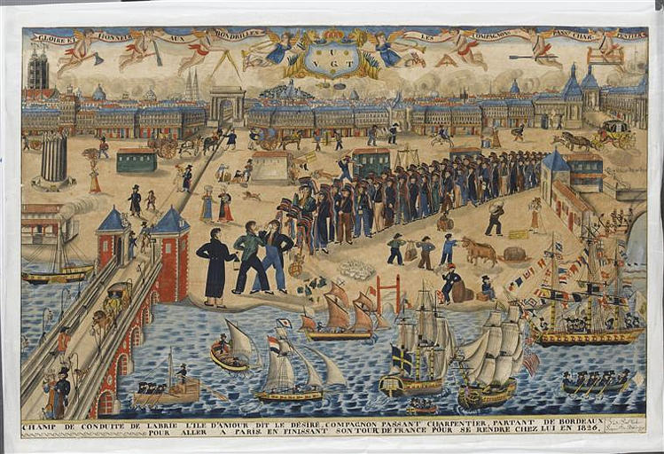 CHAMP DE CONDUITE DE LABRIE L'ILE D'AMOUR DIT LE DÉSIRÉ, COMPAGNON PASSANT CHARPENTIER, PARTANT DE BORDEAUX POUR ALLER À PARIS EN FINISSANT SON TOUR DE FRANCE POUR SE RENDRE CHEZ LUI EN 1826 (titre inscrit)_0