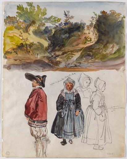enfant et femme de Bourg-de-Batz (titre inscrit), François Hippolyte Lalaisse, 1843