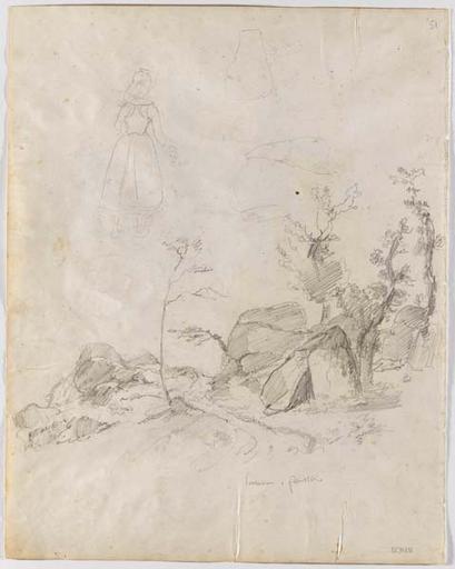 Pont-Aven, Finistère (titre inscrit), François Hippolyte Lalaisse, 1843