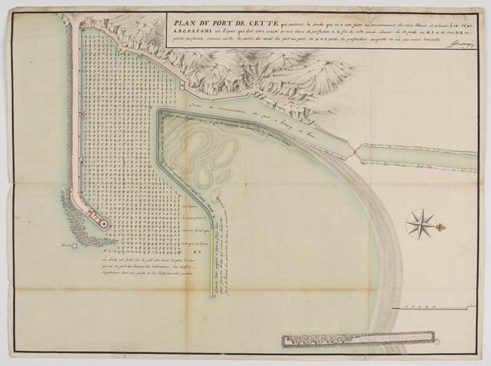 Plan du port de Cette qui contient la sonde faite en 1693 avec le canal entre le port et l'Etang de Thau (titre inscrit)_0