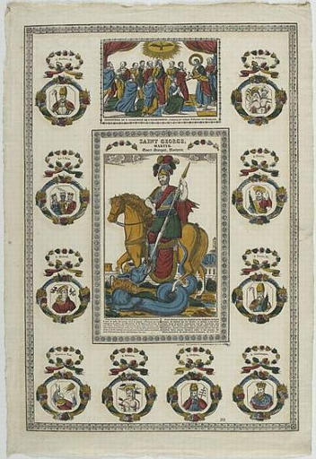 INSTITUTION DU S. SACREMENT DE L'EUCHARISTIE (titre inscrit, français, allemand, gothique) ; SAINT GEORGE, / MARTYR. (titre inscrit, français, allemand, gothique)_0