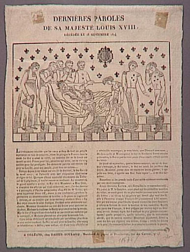 DERNIERES PAROLES / DE SA MAJESTE LOUIS XVIII, / DECEDEE LE 16 SEPTEMBRE 1824 (titre inscrit)_0