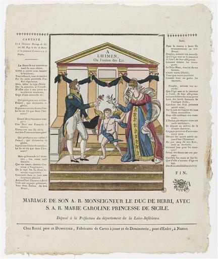 MARIAGE DE SON A.R. MONSEIGNEUR LE DUC DE BERRI, AVEC / S.A.R. MARIE CAROLINE PRINCESSE DE SICILE (titre inscrit)_0