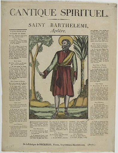 CANTIQUE SPIRITUEL. / SAINT BARTHELEMI, / Apôtre (titre inscrit)_0