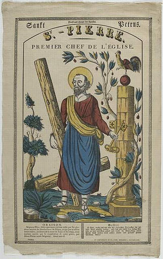 ST. PIERRE. / PREMIER CHEF DE L'EGLISE (titre inscrit, français, allemand, gothique)_0